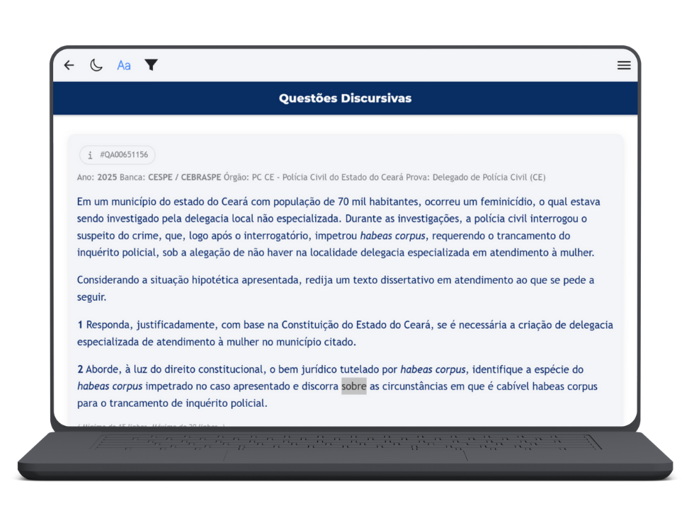 Exemplo de correção de questão discursiva